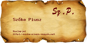 Szőke Piusz névjegykártya